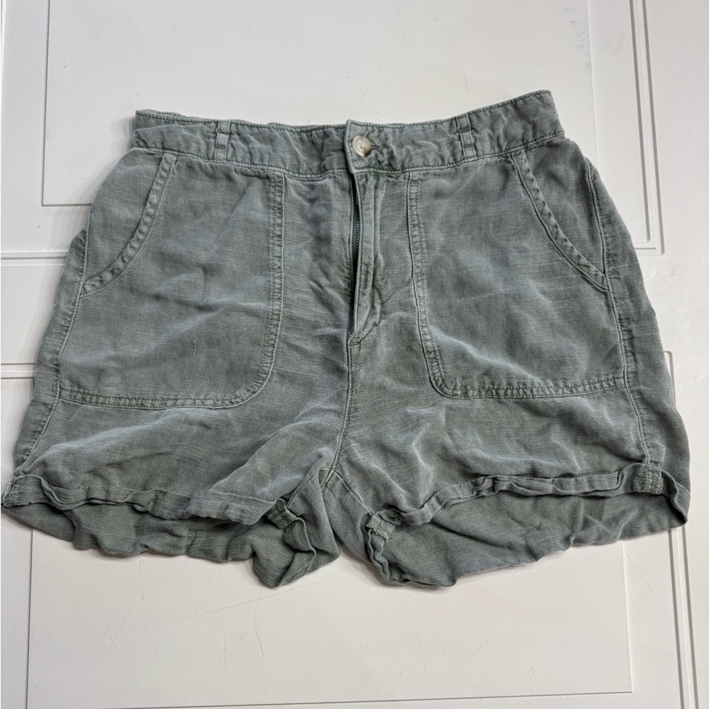 C&C California Linen Blend Shorts Womens Size 8 Green Gray Beach Summer